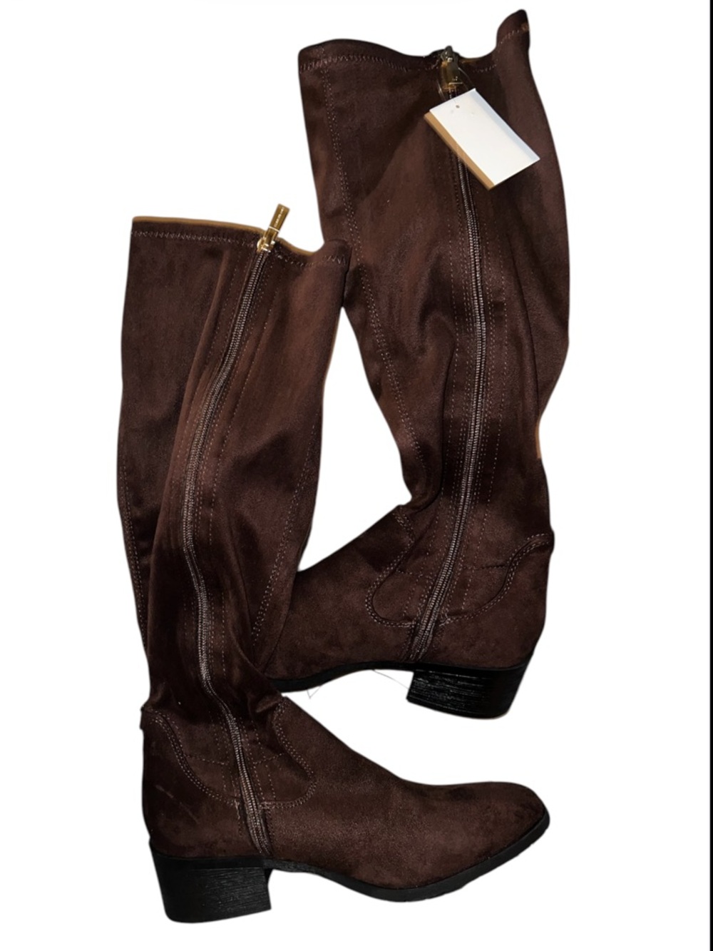 NIB Stanford Tall Brown Suede Knee-High Boots 2” Heel size 9 - Picture 2 of 4